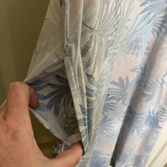 Tahari Long Tank Dress L • Pastel Palm Leaf Boho Resort Maxi with Pockets - Picture 3 of 6